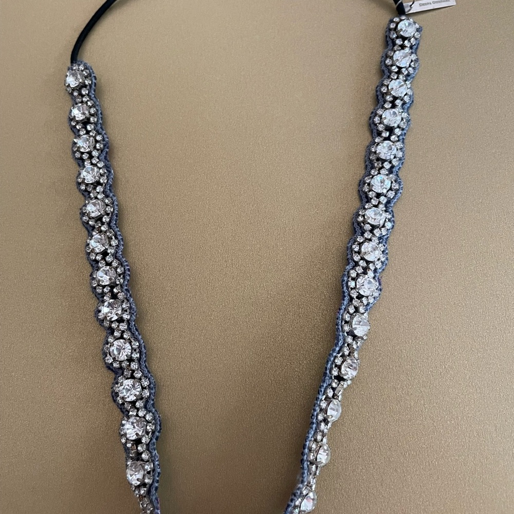 Deepa Gurnani Elegant Silver Crystal Headband
